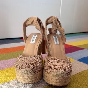 Steve Madden Beige Espadrille Wedges